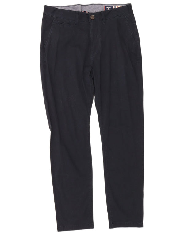 Superdry Mens Slim Chino Trousers W34 L32 Navy Blue Cotton