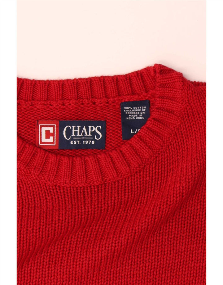 Chaps Uomo Maglione Girocollo Maglione Grande Cotone Rosso