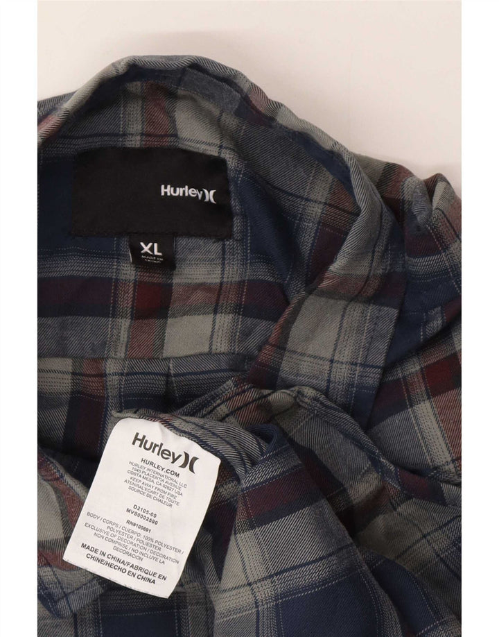 Koszula męska Hurley XL z poliestru w niebieską kratkę
