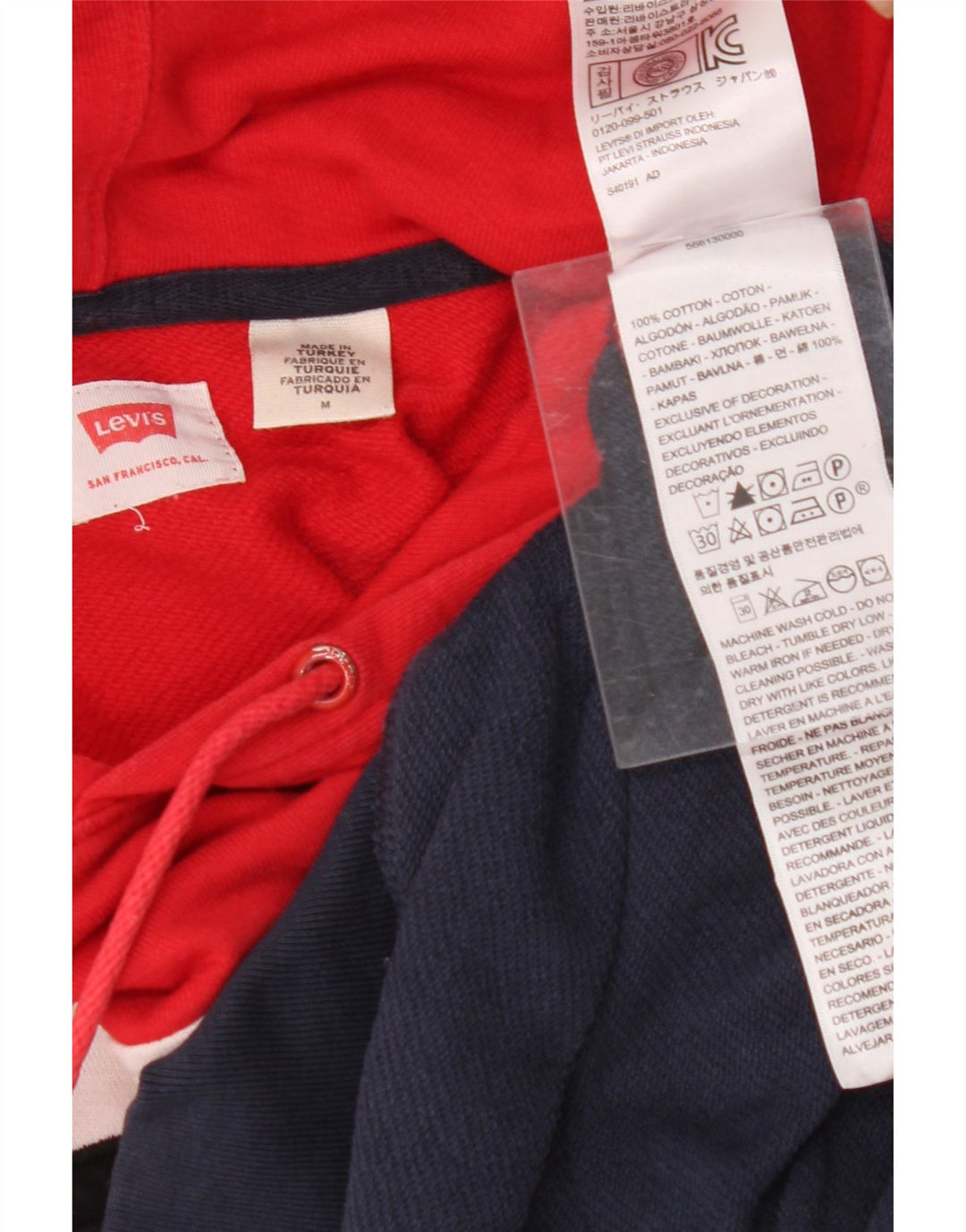 LEVI'S Mens Graphic Hoodie Jumper Medium Multicoloured Colourblock Cotton