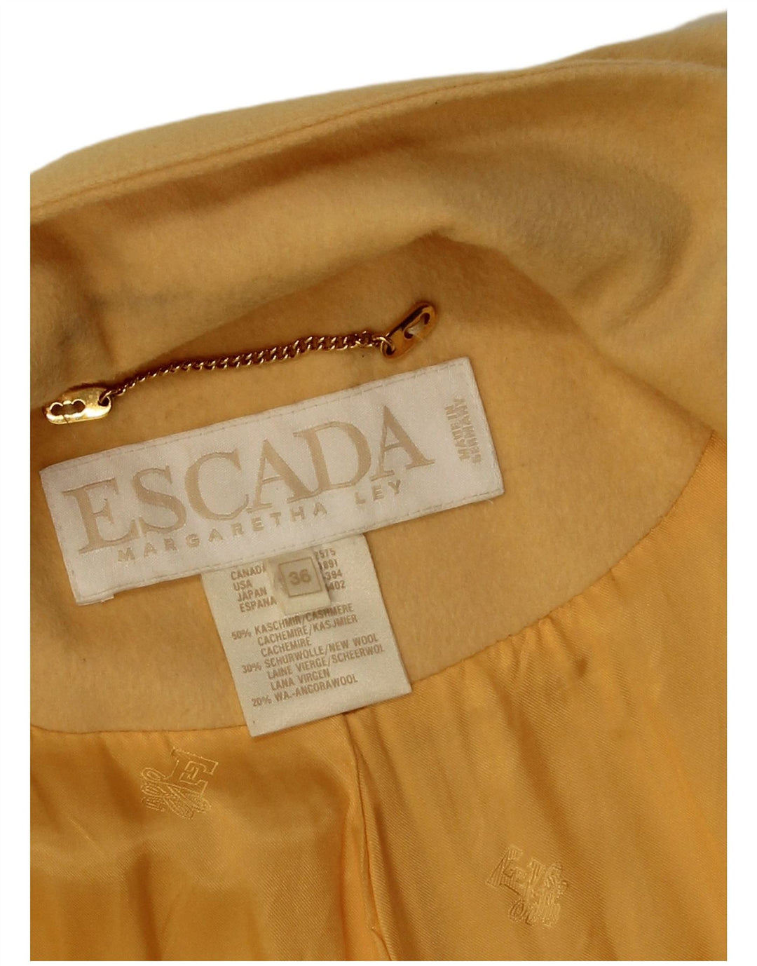 Escada Womens Margaretha Ley Oversized overfrakke EU 36 Small Yellow Cashmere