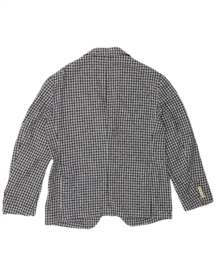 Fradi Jaqueta masculina blazer de 2 botões IT 54 2XL Algodão xadrez cinza