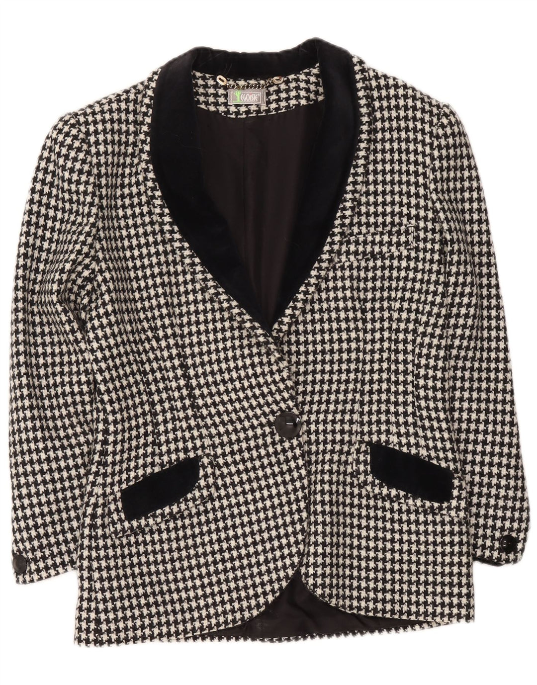 Blazer pentru femei Egoiste UK 14 Medium Black Houndstooth Classic