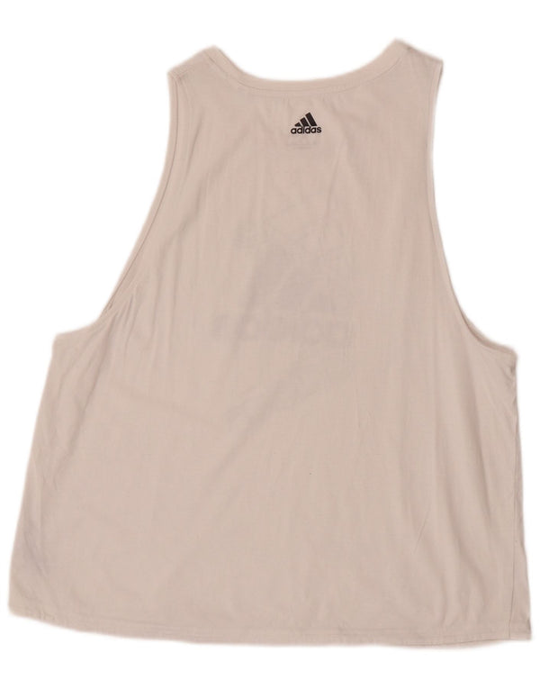 Adidas Womens Graphic Vest Top UK 16/18 Large White Cotton