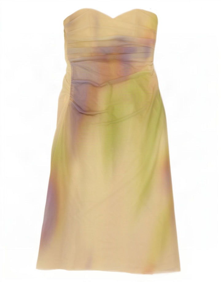 Vestido feminino de renda sem alças Zara Reino Unido 14 grande poliéster multicolorido