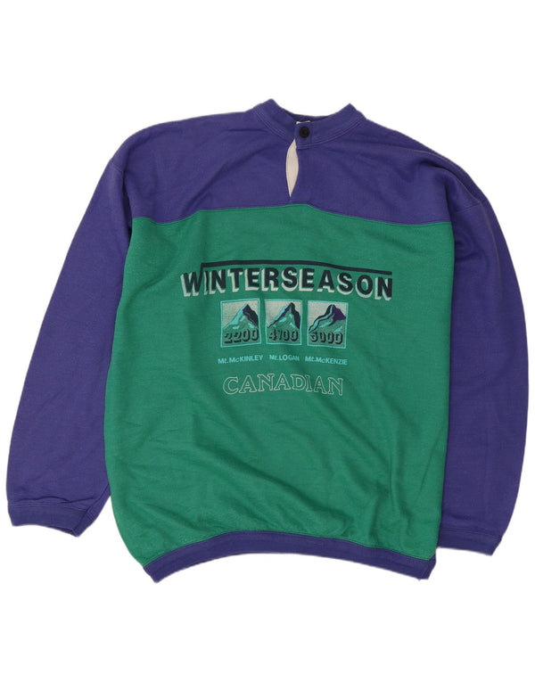 Samar Herre Grafisk Sweatshirt Jumper XL Lilla Colourblock Bomuld