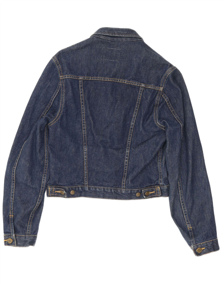 Lee Womens Crop Denim Jacket UK 12 Medium Navy Blue Cotton