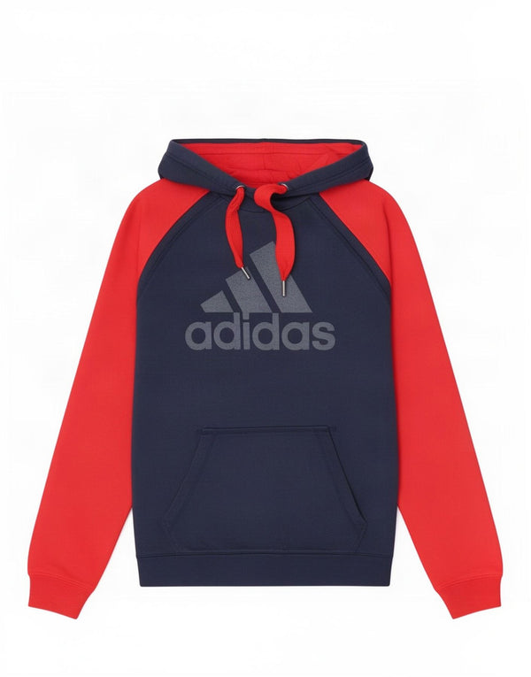 Adidas Mens Graphic Hoodie Jumper Small Navy Blue Colourblock Cotton