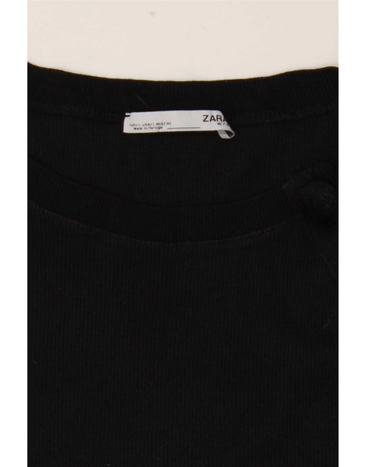 Zara Womens Graphic T-Shirt Top UK 14 Large Black