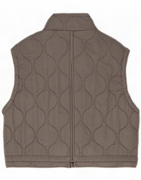 Zara Womens Oversized Quilted Gilet UK 10 Small Gray Lyocell