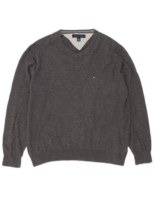 Tommy Hilfiger Uomo Maglione con scollo a V Maglione grande in cotone grigio