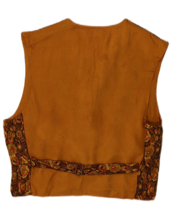 Vintage Womens Waistcoat IT 40 Small Brown Floral