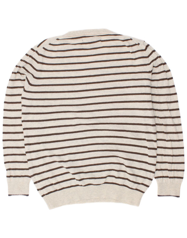 Massimo Dutti Boys V-hals sweater 7-8 år Hvidstribet bomuld