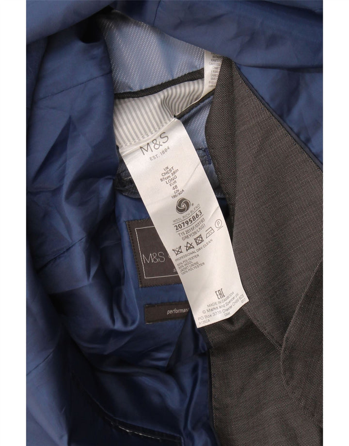 Giacca blazer a 2 bottoni da uomo Marks & Spencer EU 48 Poliestere grigio medio