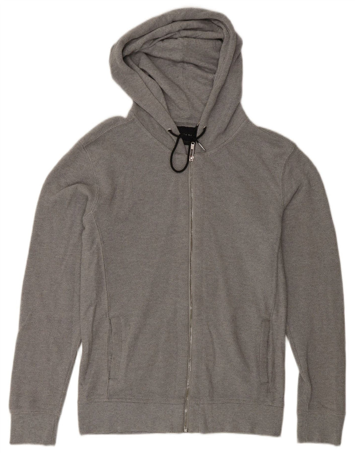 Zara Mens Zip Hoodie Sweater Medium Grey Cotton