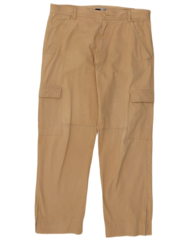 Fila Mens Straight Cargo Trousers W38 L29 Beige Cotton