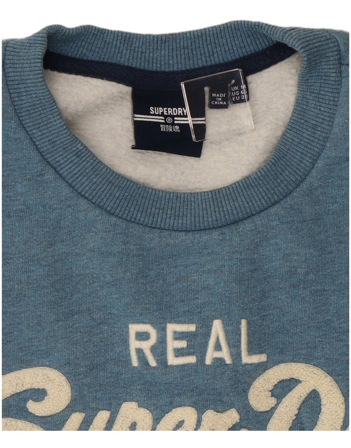 Superdry Graphic Sweatshirt Jumper UK 10 Small Blue Flecked