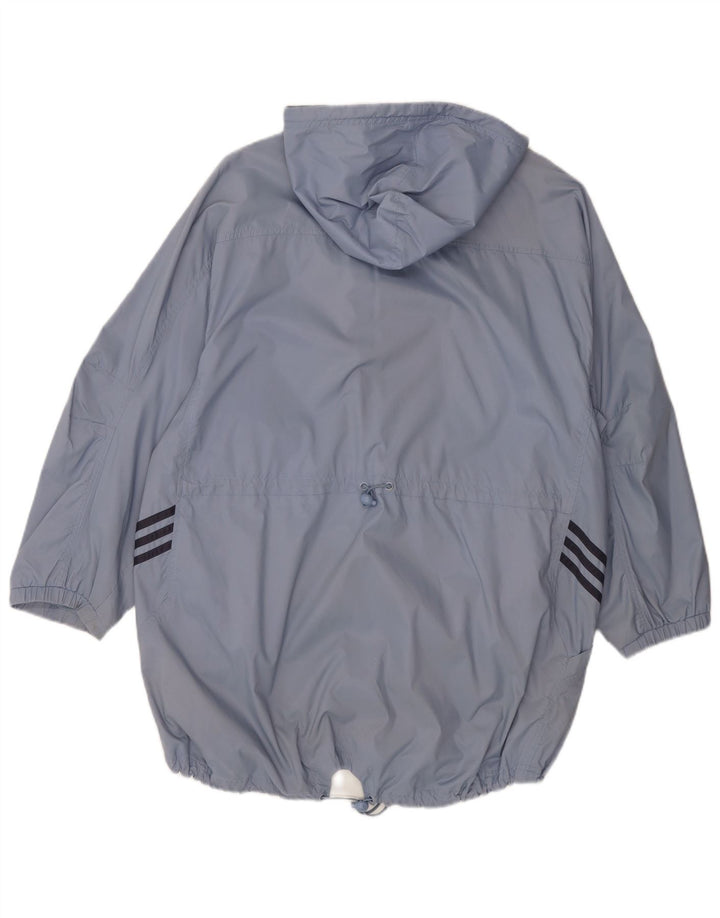 ADIDAS Womens Hooded Oversized Raincoat UK 12 Medium Blue Polyamide