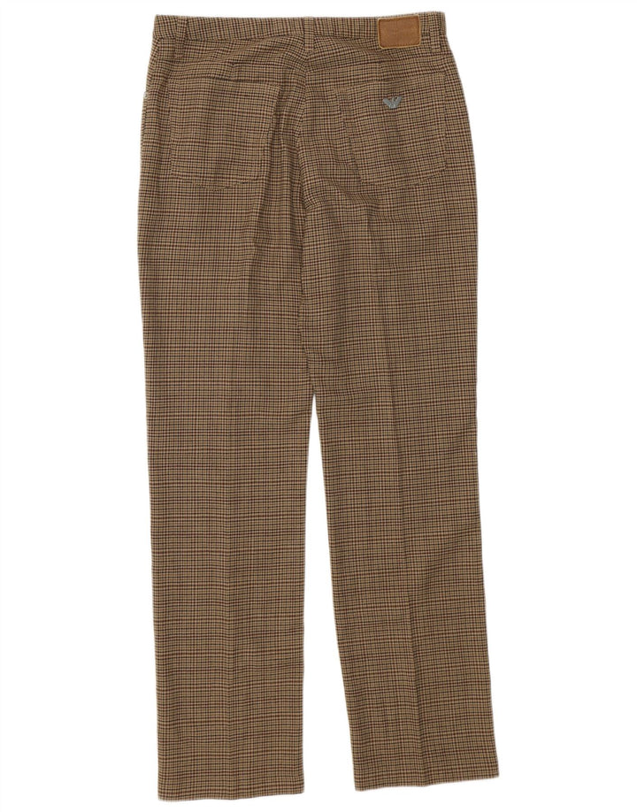 Armani Womens Straight Casual Trousers W31 L30 Green Houndstooth Polyester