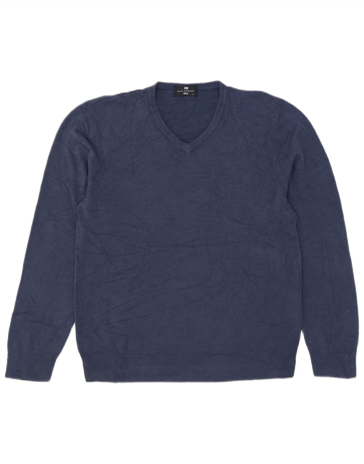 Marks & Spencer Mens Blue Harbour V-Neck Jumper Sweater Large Navy Blue