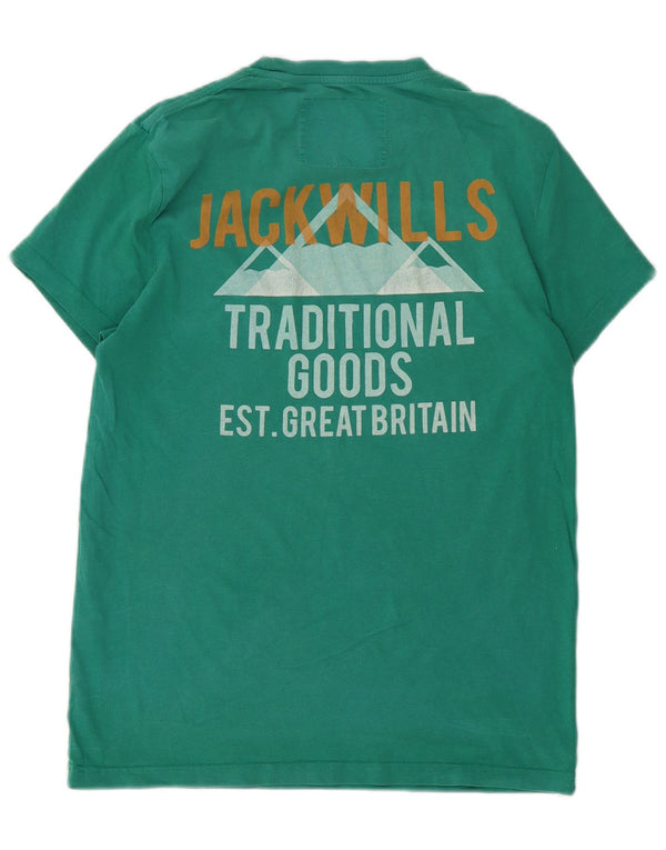 Jack Wills Herren-T-Shirt mit Grafik, XS, grüne Baumwolle