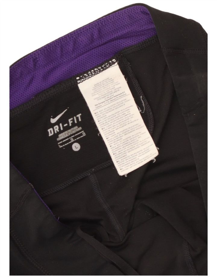 Nike Womens Dri Fit Bermuda Sport Shorts UK 14 Large Black Polyester