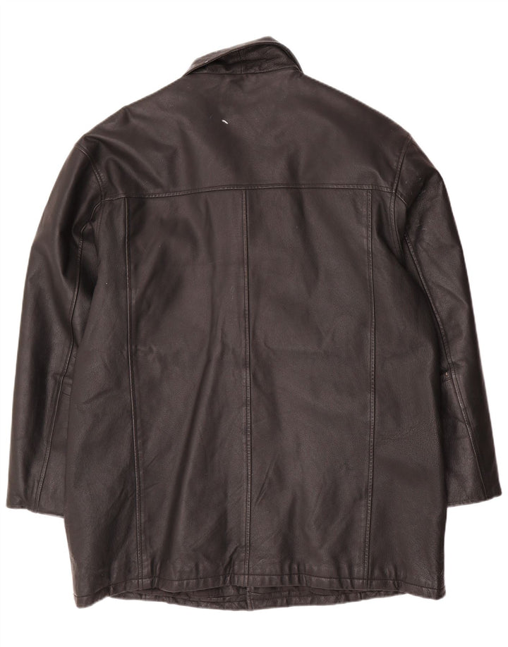 Angelo Litrico Mens Leather Jacket UK 42 XL Black Leather