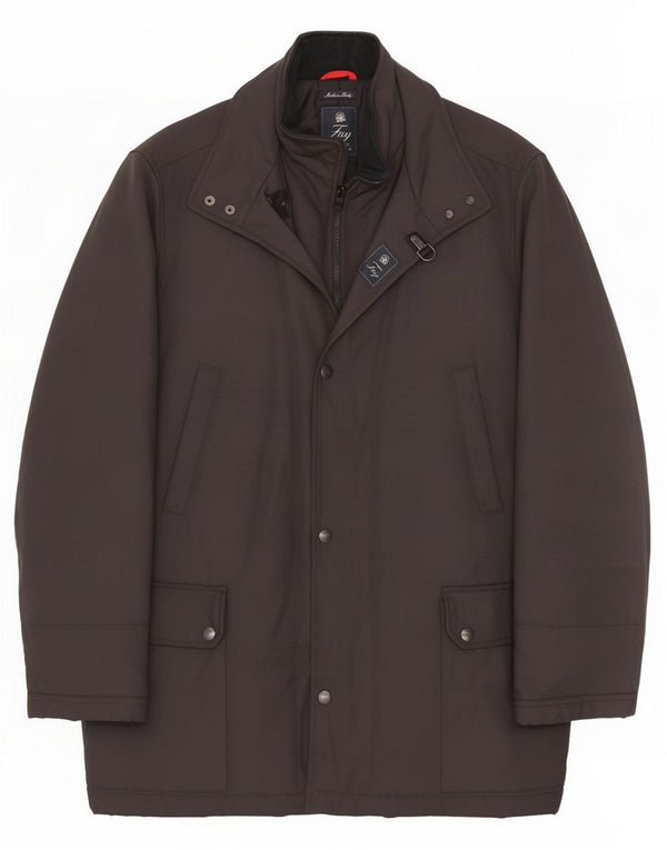 Fay Mens Overcoat UK 46 3XL fekete poliamid