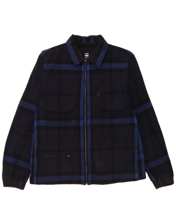 G-Star Mens Utility Jacket UK 40 Large Navy Blue Check Cotton