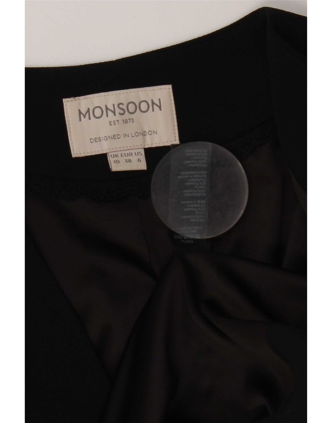 Monsoon Womens Crop Open Blazer Jacket UK 10 Small Black Polyester