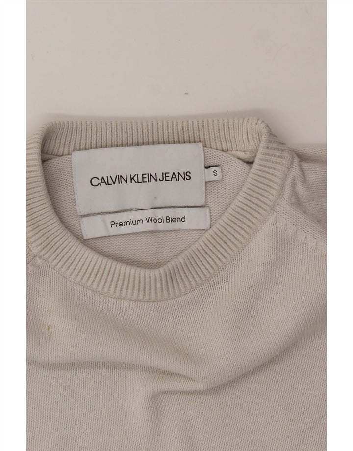 CALVIN KLEIN Mens Crew Neck Jumper Sweater Small Grey Wool Vintage Calvin Klein and Second-Hand Calvin Klein from Messina Hembry 