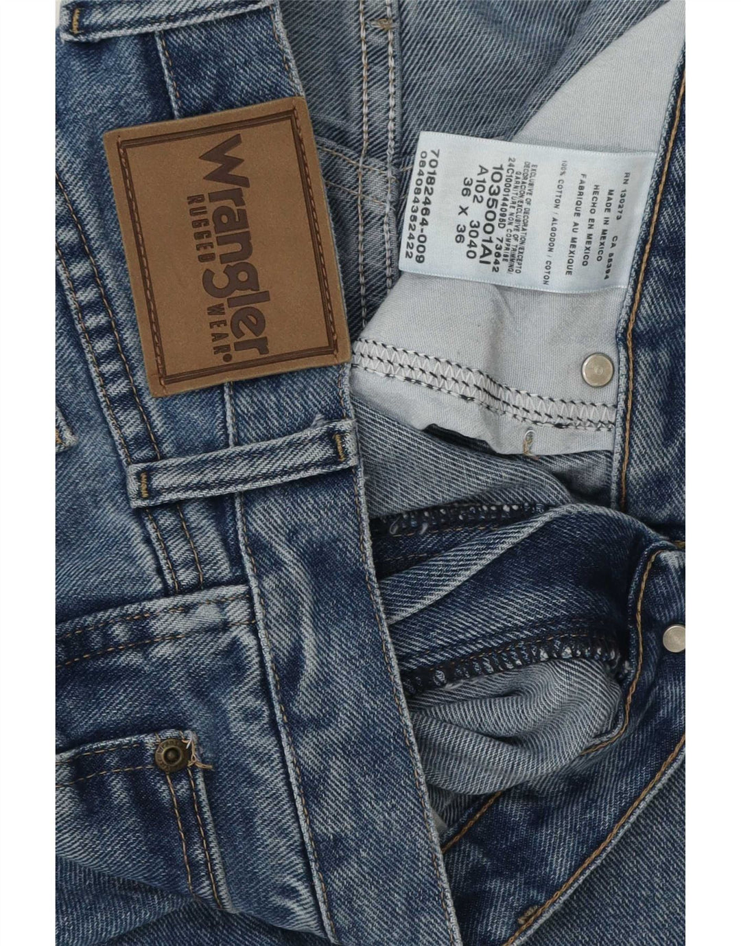 Wrangler Męskie proste dżinsy W36 L36 Niebieskie bawełniane