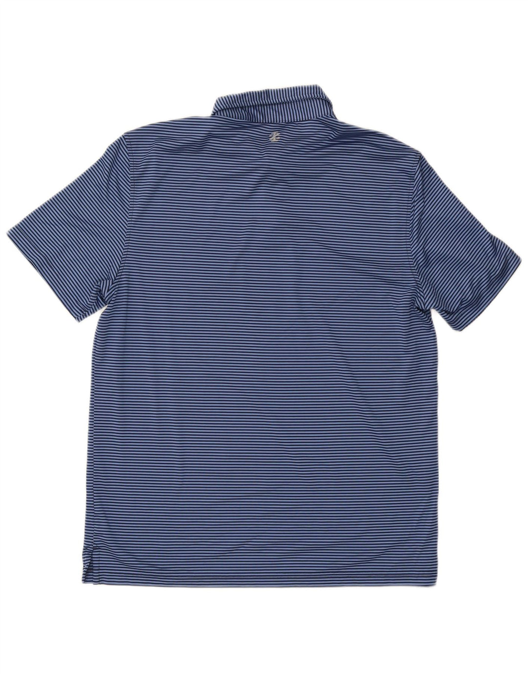 Izod Mens Polo Shirt Medium Blue Pinstripe Polyester