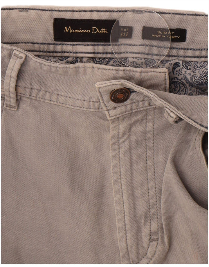 Massimo Dutti Mens Slim Fit Casual Trousers EU 40 Medium W32 L34 Grey