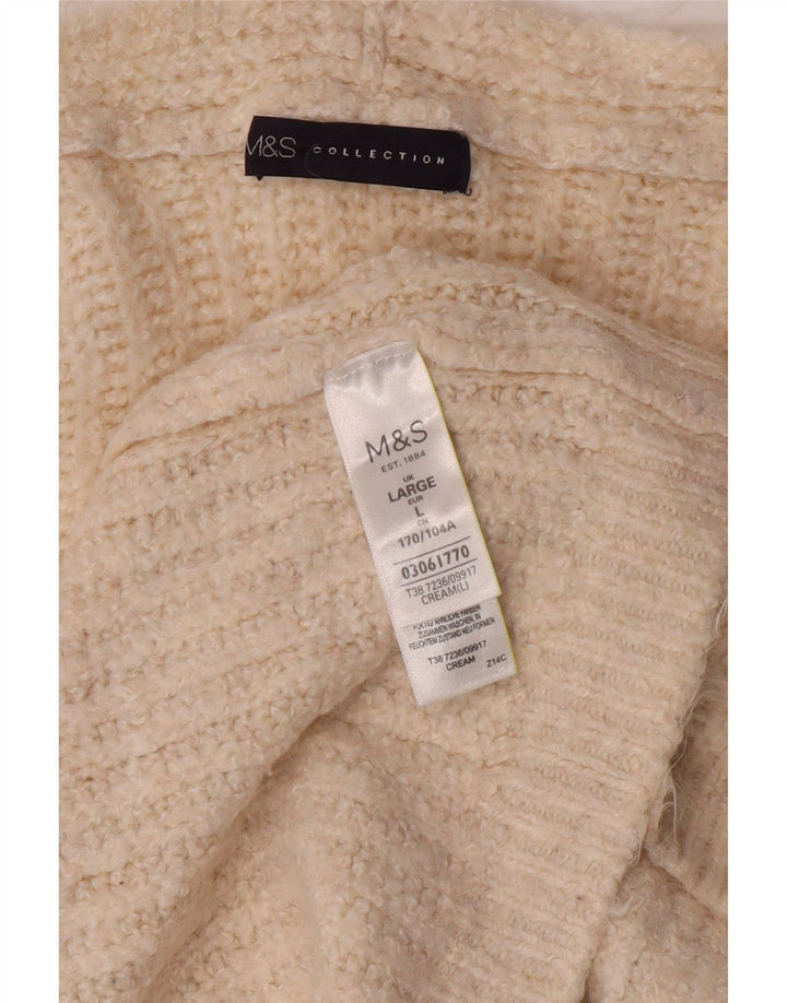 MARKS & SPENCER Womens Longline Cardigan Sweater UK 16 Large Off White