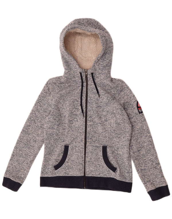 Superdry Mens Zip Hoodie Sweater UK 14 Large Blue Flecked Polyester