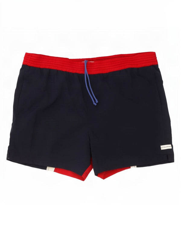 Sergio Tacchini Mens Swimming Shorts Large Navy Blue Colourblock Nylon