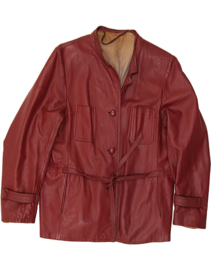 VINTAGE Womens Leather Jacket UK 16 Large Burgundy Vintage Vintage and Second-Hand Vintage from Messina Hembry 
