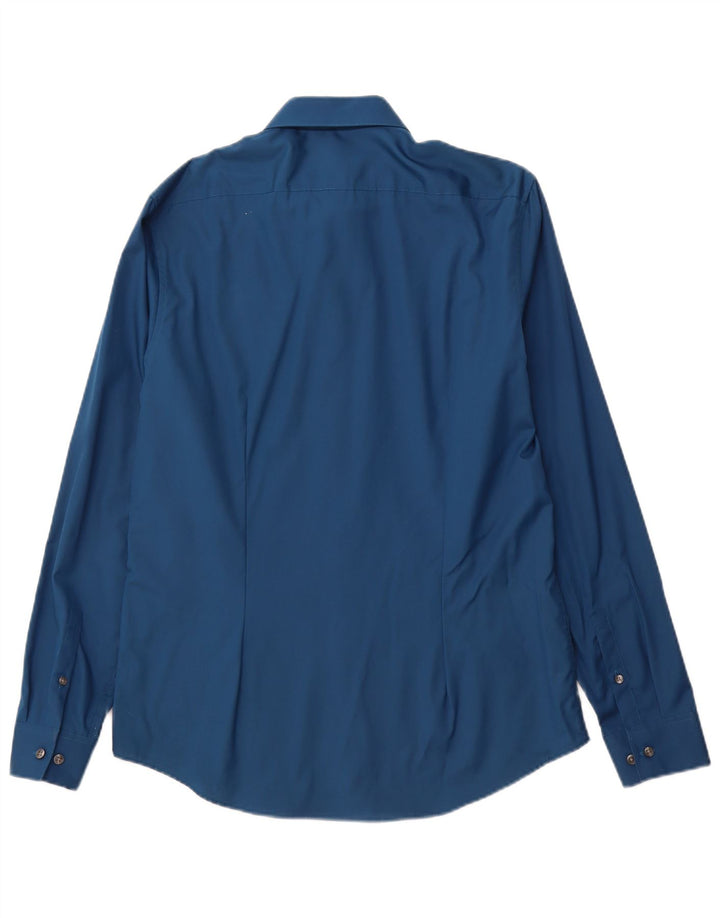 CALVIN KLEIN Tailliertes Herrenhemd Größe 40 15 3/4 Mittelblau