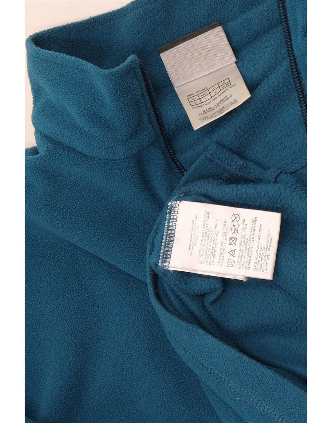 Jack Wolfskin Herren-Fleecepullover mit Reißverschluss am Hals, UK 36/38, mittelblaues Polyester