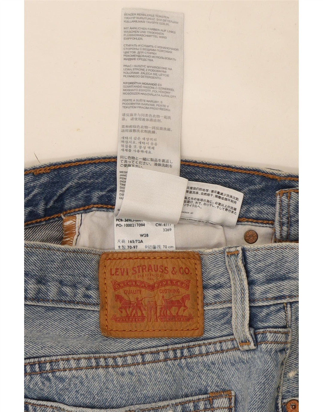 Mini gonna in denim effetto invecchiato da donna Levi's W28 in cotone blu medio