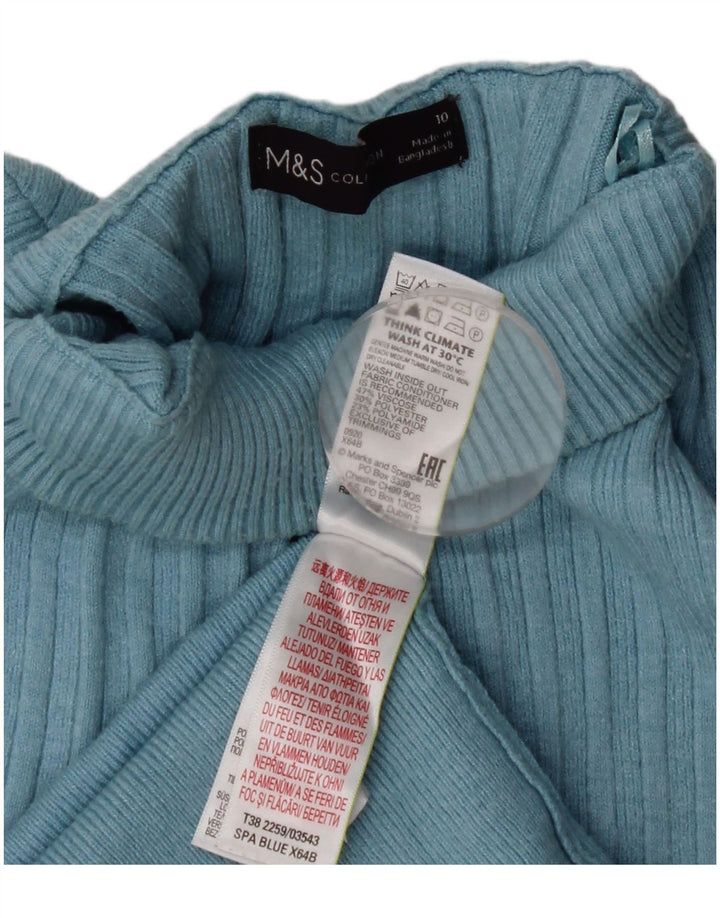 Marks & Spencer Womens Turtle Neck Jumper Sweater UK 10 Small  Blue Viscose