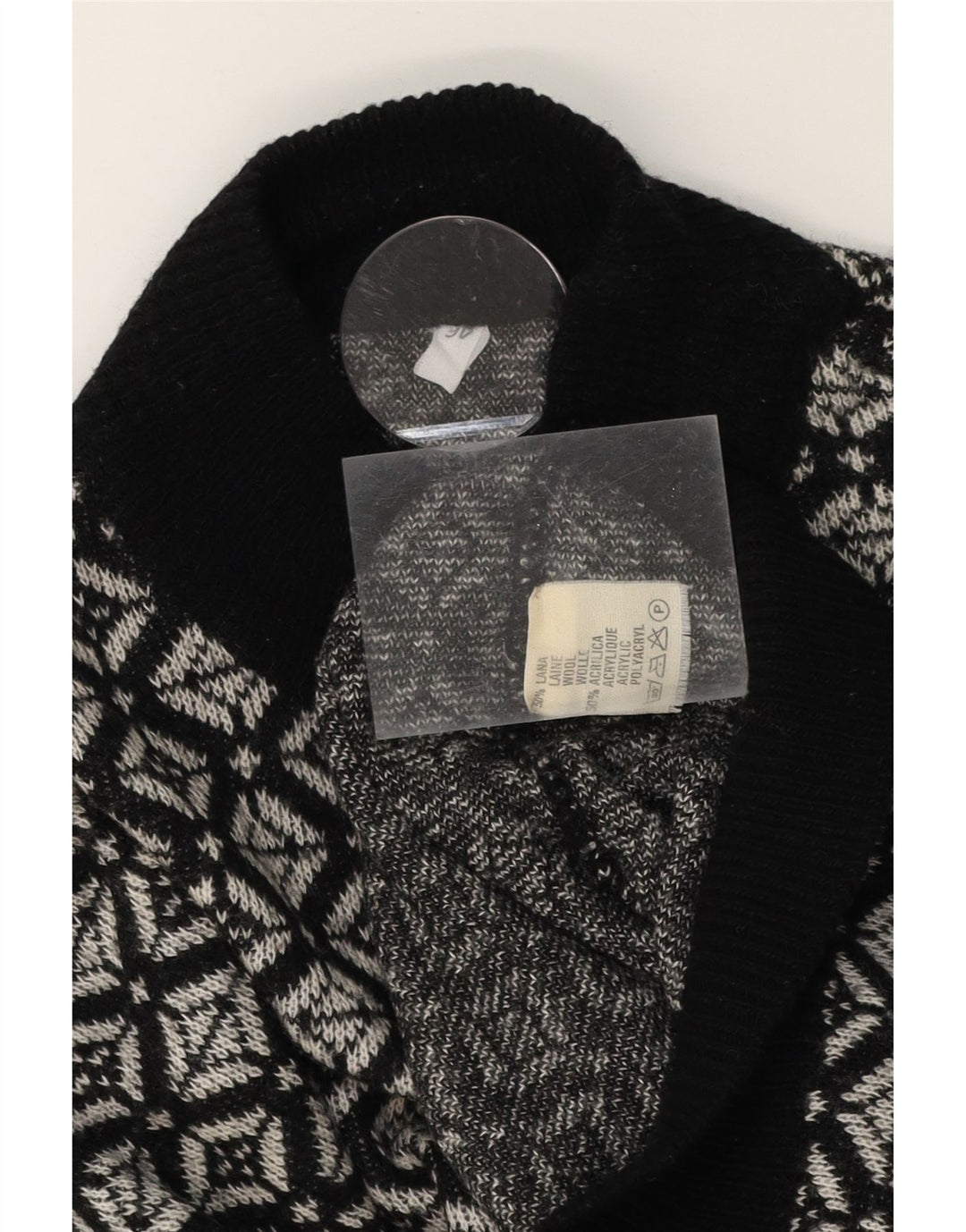 VINTAGE Womens Turtle Neck Jumper Sweater IT 46 Large Black Argyle/Diamond Vintage Vintage and Second-Hand Vintage from Messina Hembry 