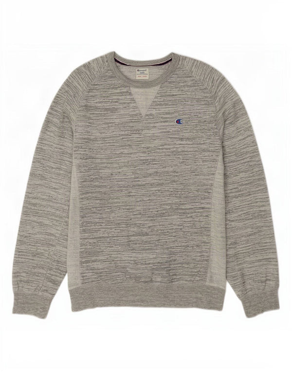 Champion Mens Sweatshirt Jumper Large Grey Flecked Cotton