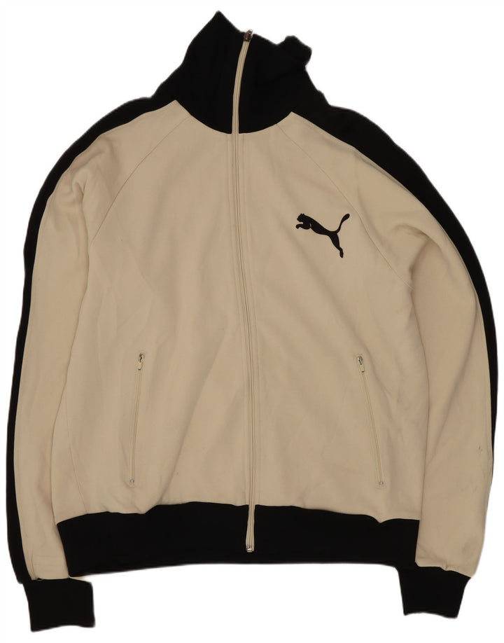 Puma Veste de survêtement pour homme Large Beige Colorblock Polyester