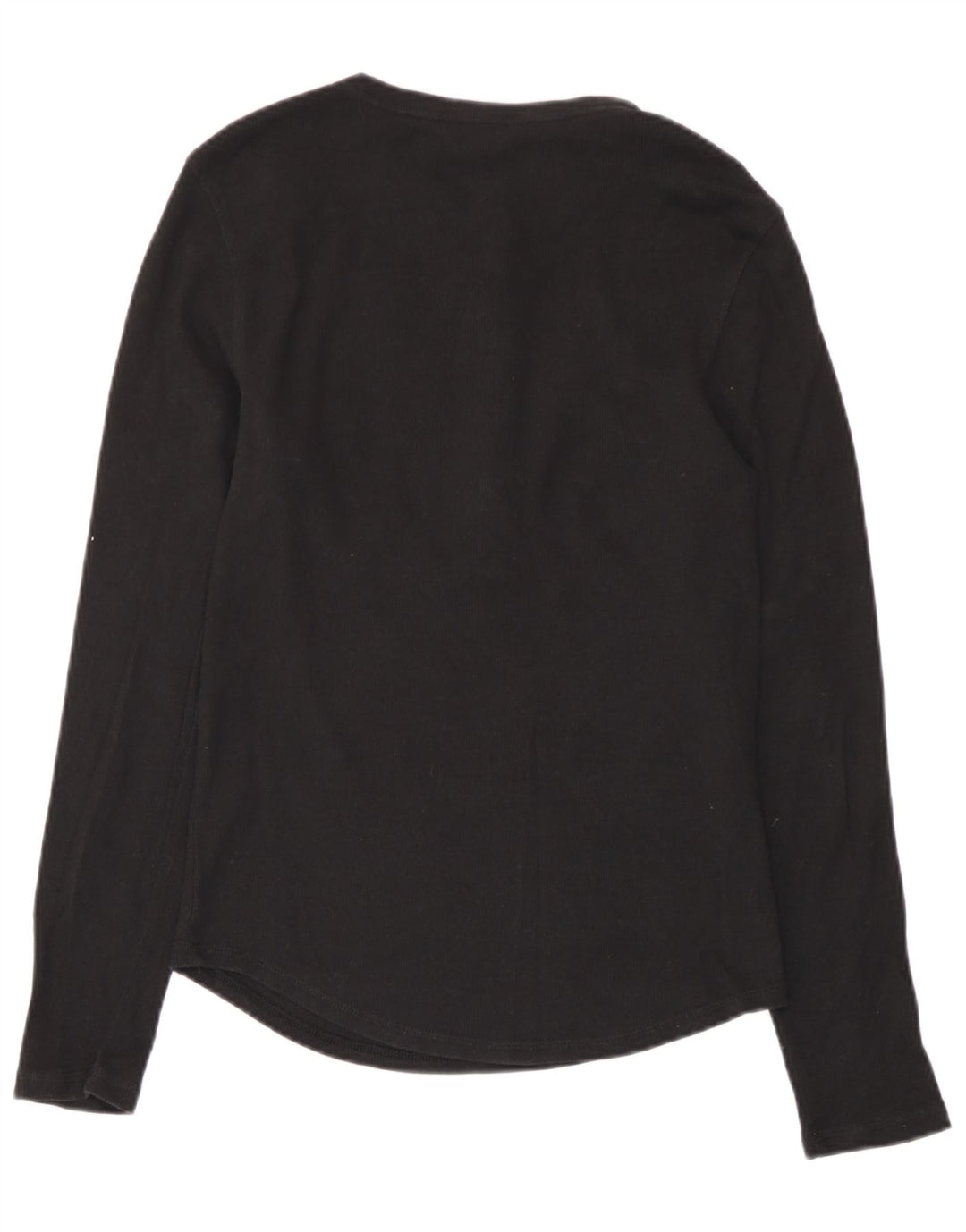 Marks & Spencer Womens Top Long Sleeve UK 10 Small Black Cotton