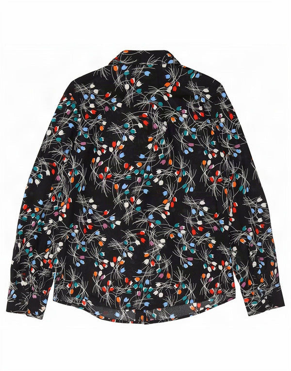 Camisa Benetton Mujer ES 44 Mediana Algodón Floral Negro