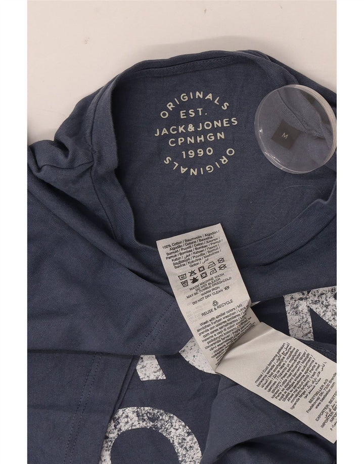 Jack & Jones Mens Graphic T-Shirt Top Medium Blue Cotton