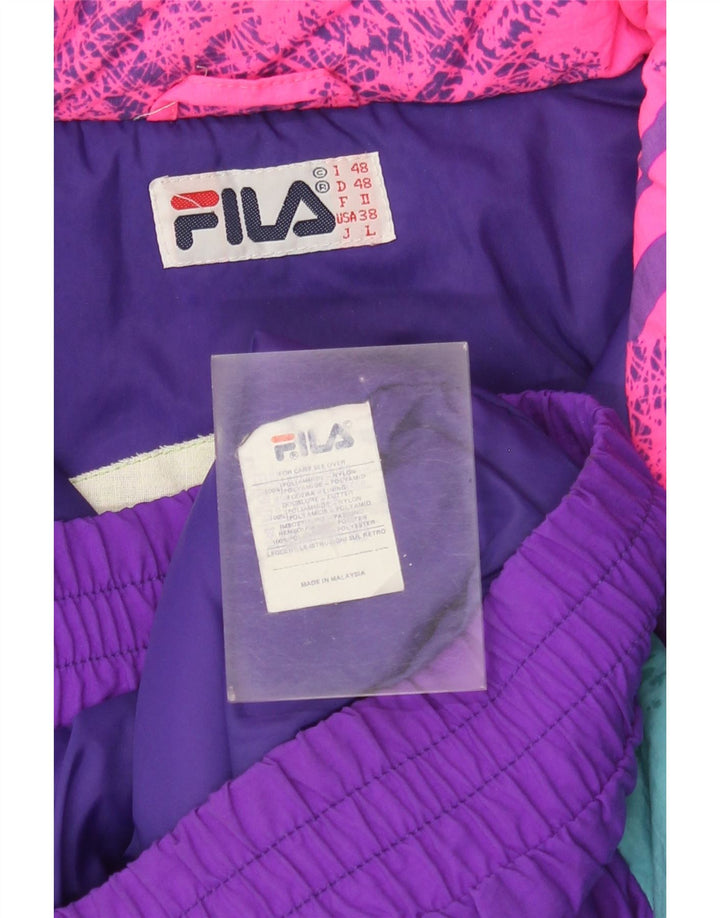 FILA Mens Loose Fit Ski Jacket IT 48 Medium Multicoloured Colourblock