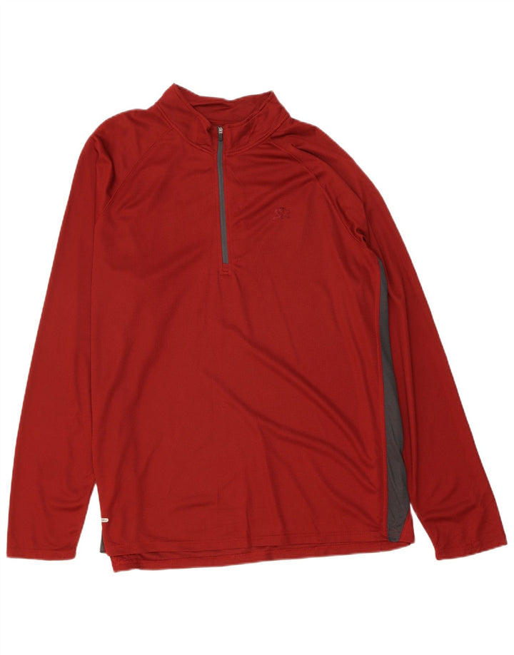 STARTER Mens Zip Neck Pullover Tracksuit Top 2XL Red Colourblock Polyester